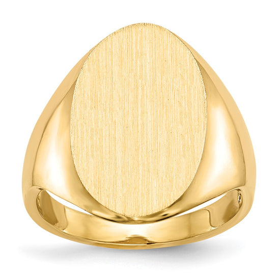Gold Polished Tall Oval Open Back Signet Ring