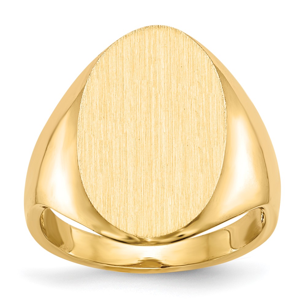 Gold Polished Tall Oval Open Back Signet Ring