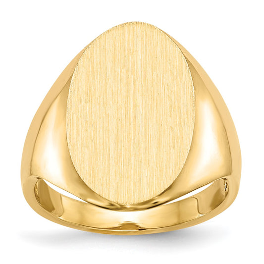 Gold Polished Tall Oval Open Back Signet Ring