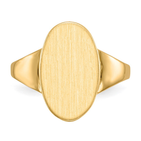 Gold Polished Tall Oval Open Back Signet Ring