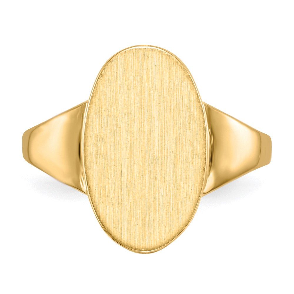Gold Polished Tall Oval Open Back Signet Ring