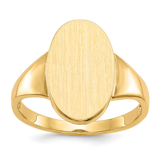 Gold Polished Tall Oval Open Back Signet Ring