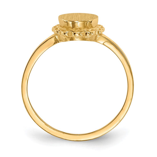 Gold Polished Bordered Open Back Signet Ring