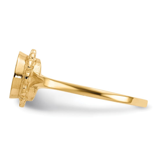 Gold Polished Bordered Open Back Signet Ring