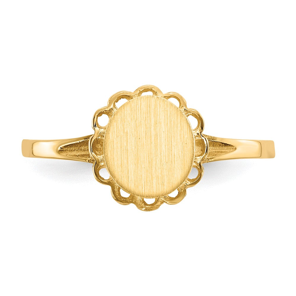 Gold Polished Bordered Open Back Signet Ring