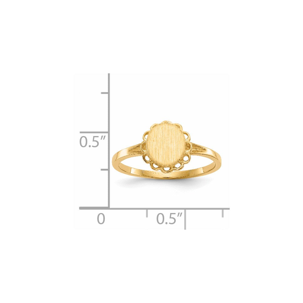 Gold Polished Bordered Open Back Signet Ring
