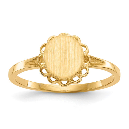 Gold Polished Bordered Open Back Signet Ring