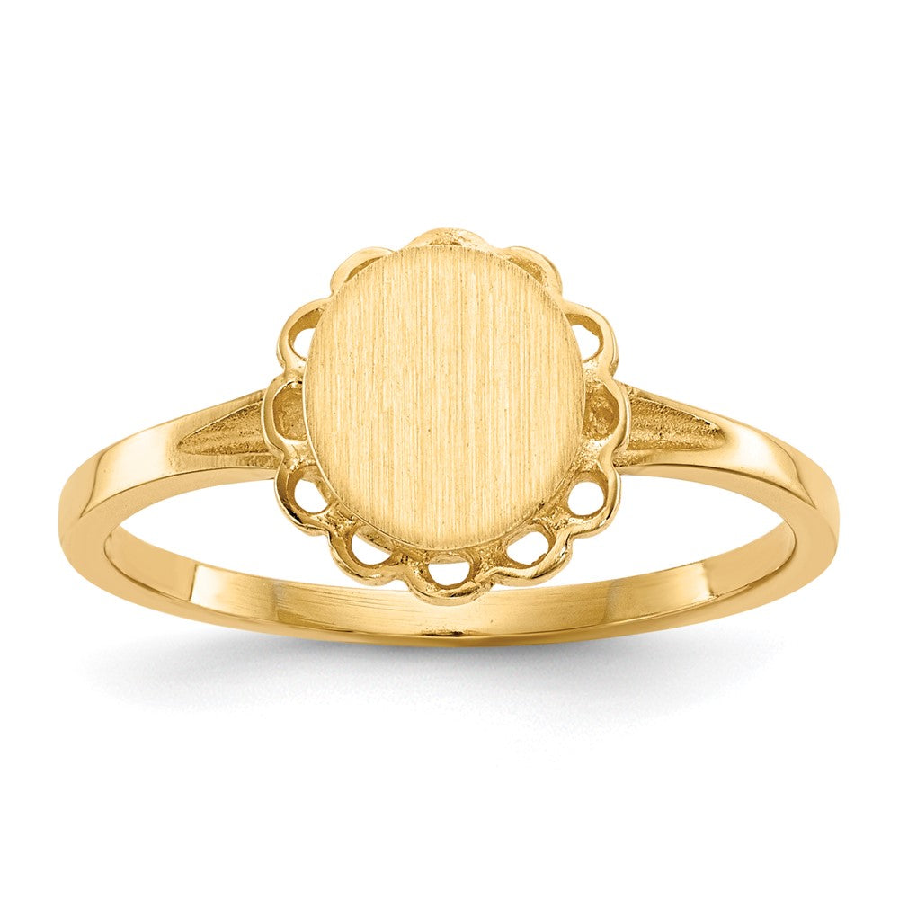 Gold Polished Bordered Open Back Signet Ring
