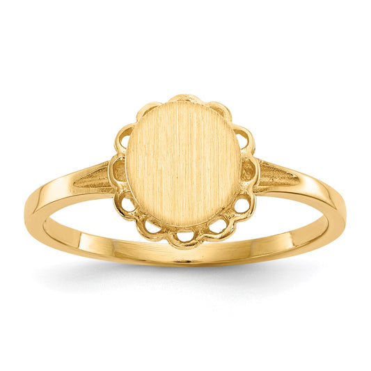 Gold Polished Bordered Open Back Signet Ring