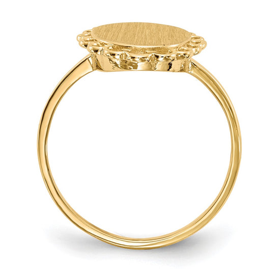 Gold Polished Bordered Open Back Signet Ring