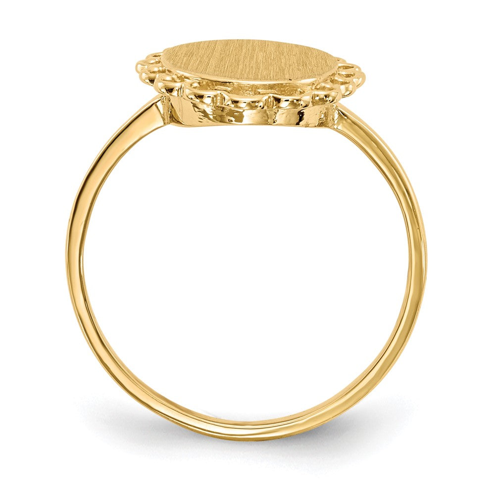 Gold Polished Bordered Open Back Signet Ring