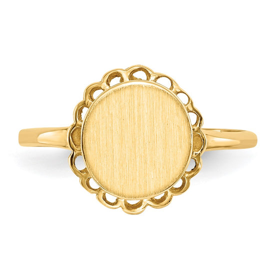 Gold Polished Bordered Open Back Signet Ring