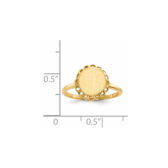Gold Polished Bordered Open Back Signet Ring