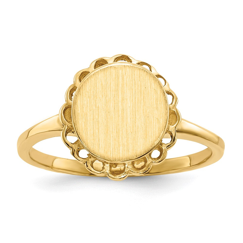 Gold Polished Bordered Open Back Signet Ring