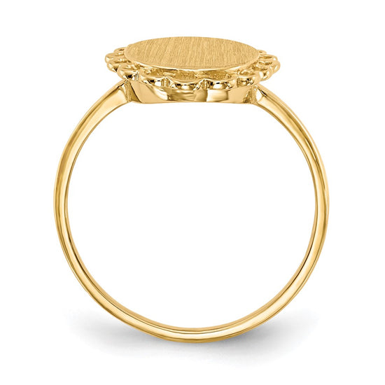 Gold Polished Bordered Open Back Signet Ring