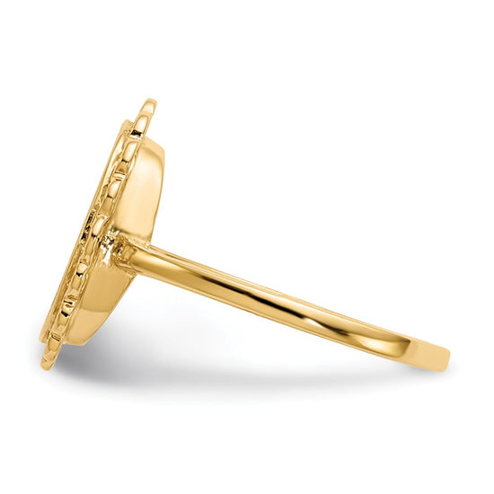 Gold Polished Bordered Open Back Signet Ring