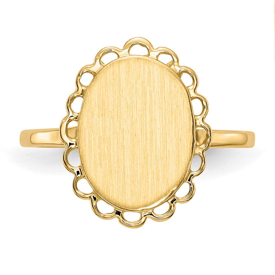 Gold Polished Bordered Open Back Signet Ring