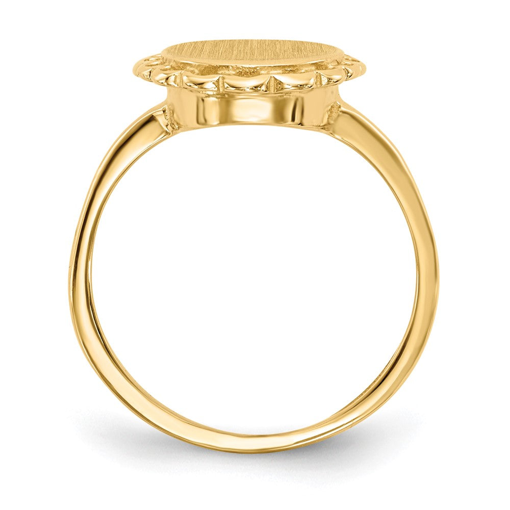 Gold Polished Bordered Open Back Signet Ring