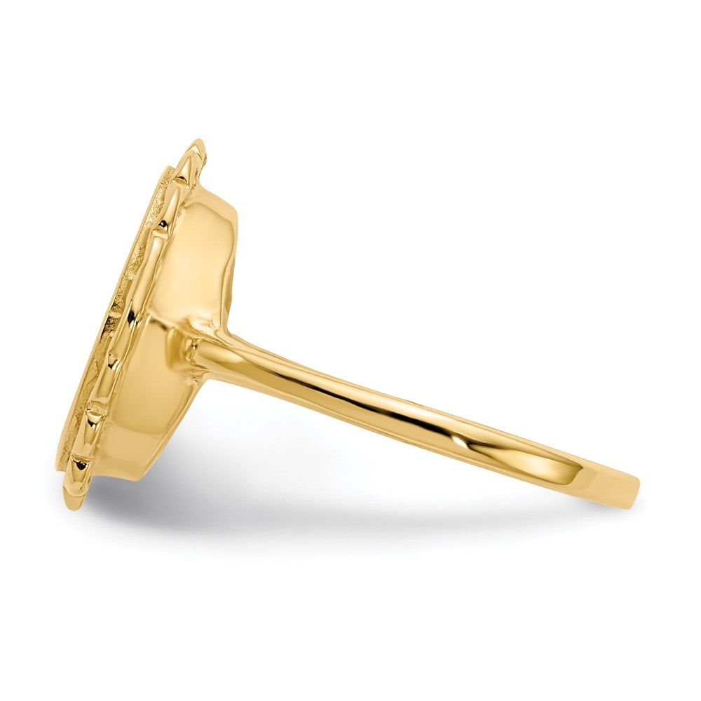 Gold Polished Bordered Open Back Signet Ring
