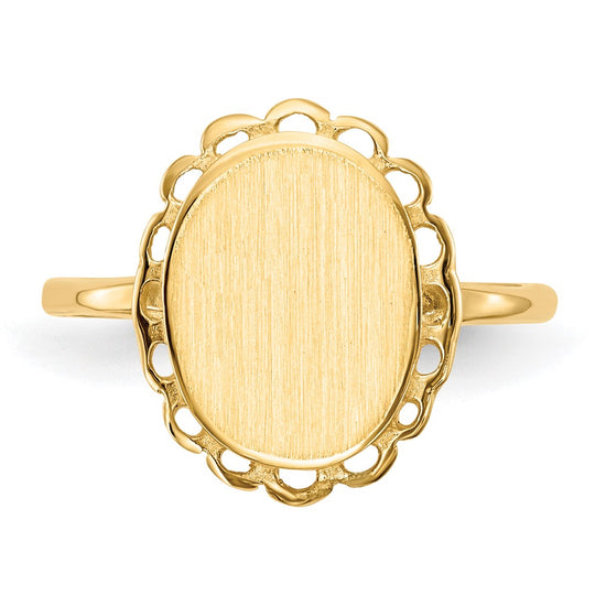 Gold Polished Bordered Open Back Signet Ring