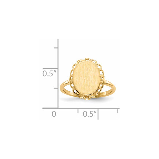 Gold Polished Bordered Open Back Signet Ring
