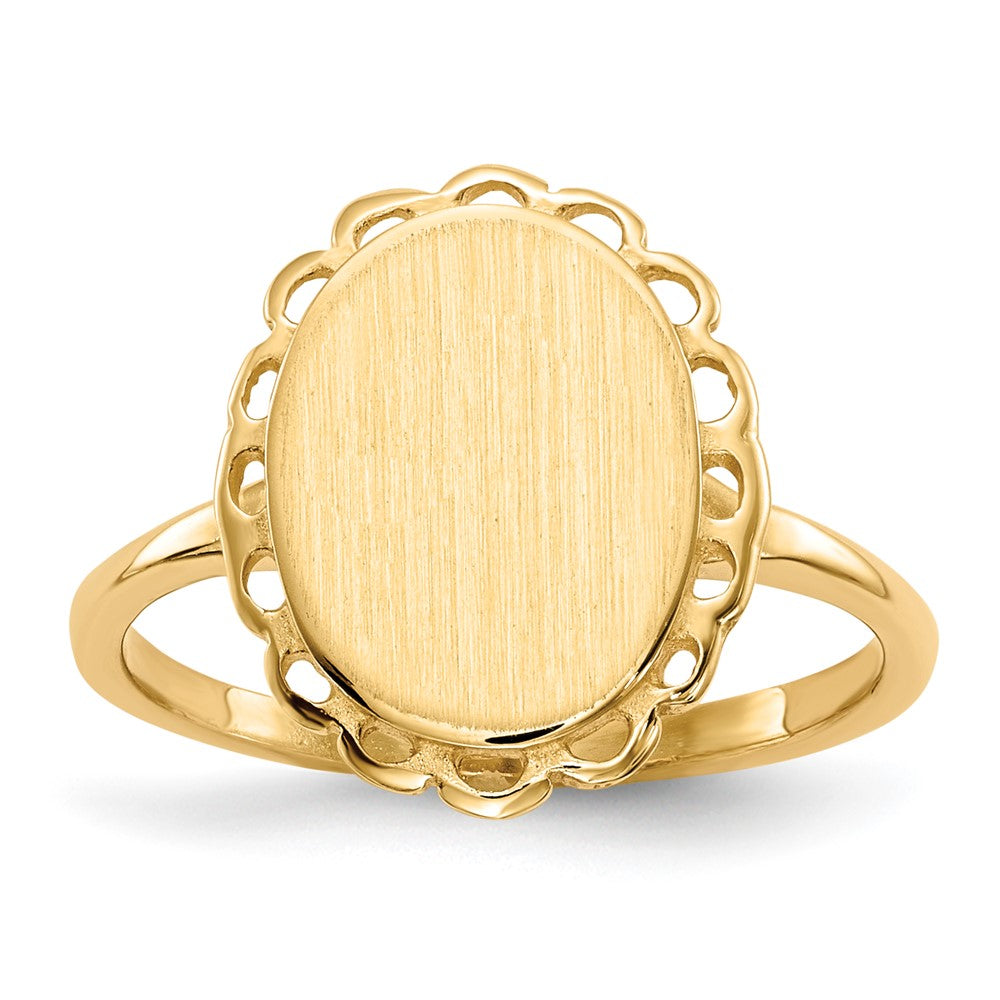 Gold Polished Bordered Open Back Signet Ring