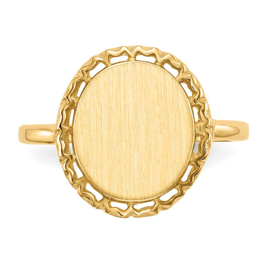 14k 11.0x12.5mm Open Back Signet Ring
