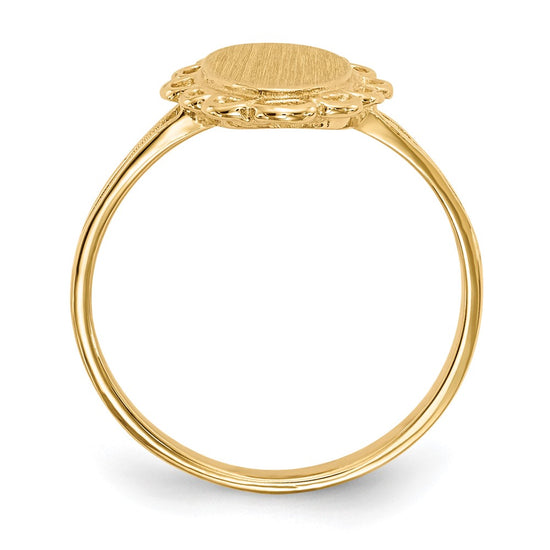 Gold Polished Bordered Open Back Signet Ring