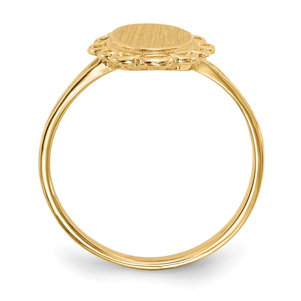 Gold Polished Bordered Open Back Signet Ring