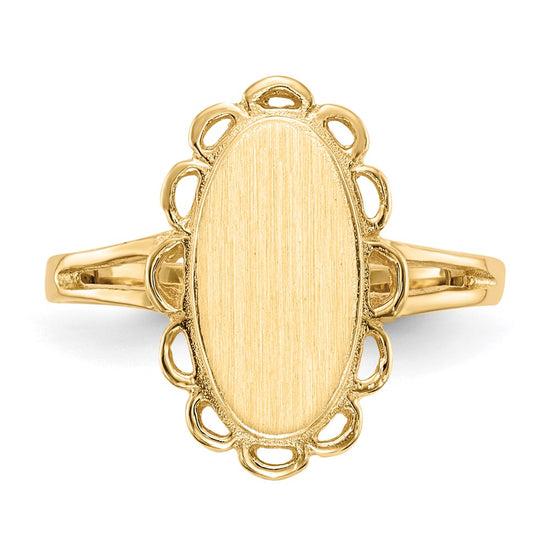 Gold Polished Bordered Open Back Signet Ring