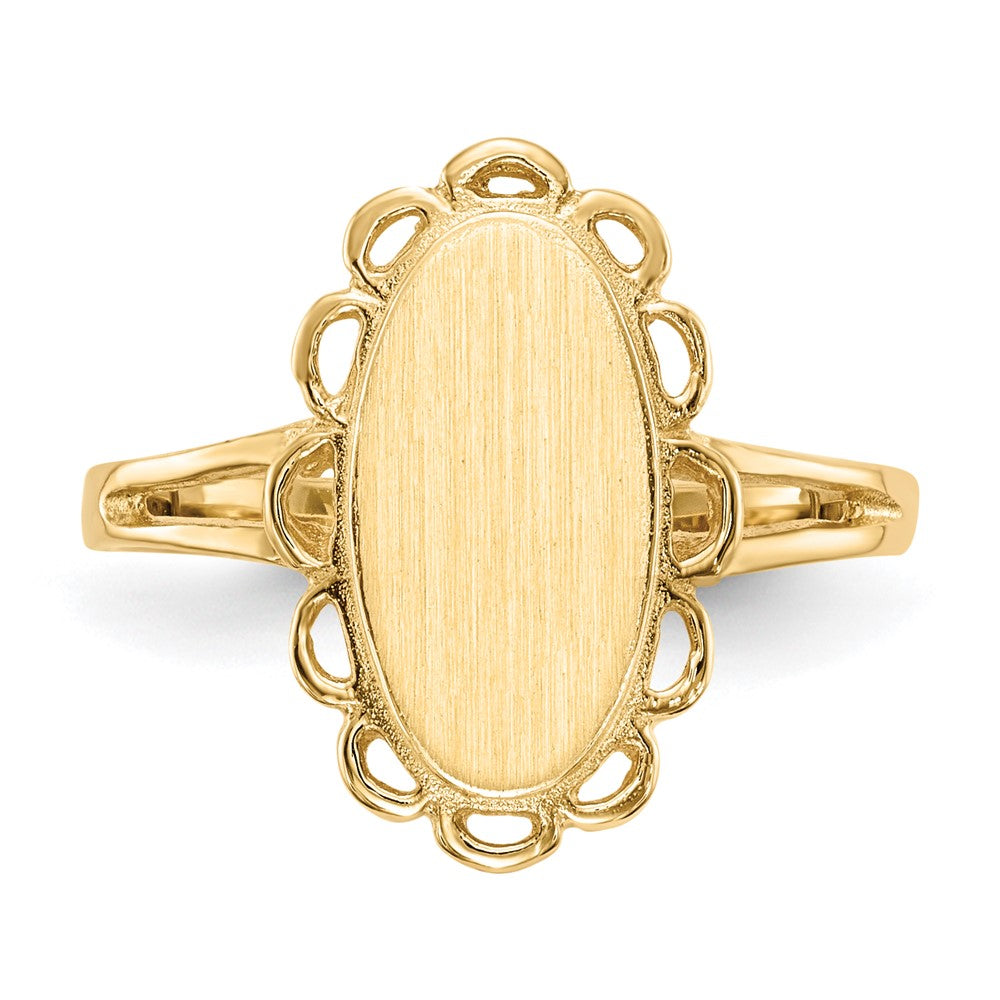 Gold Polished Bordered Open Back Signet Ring