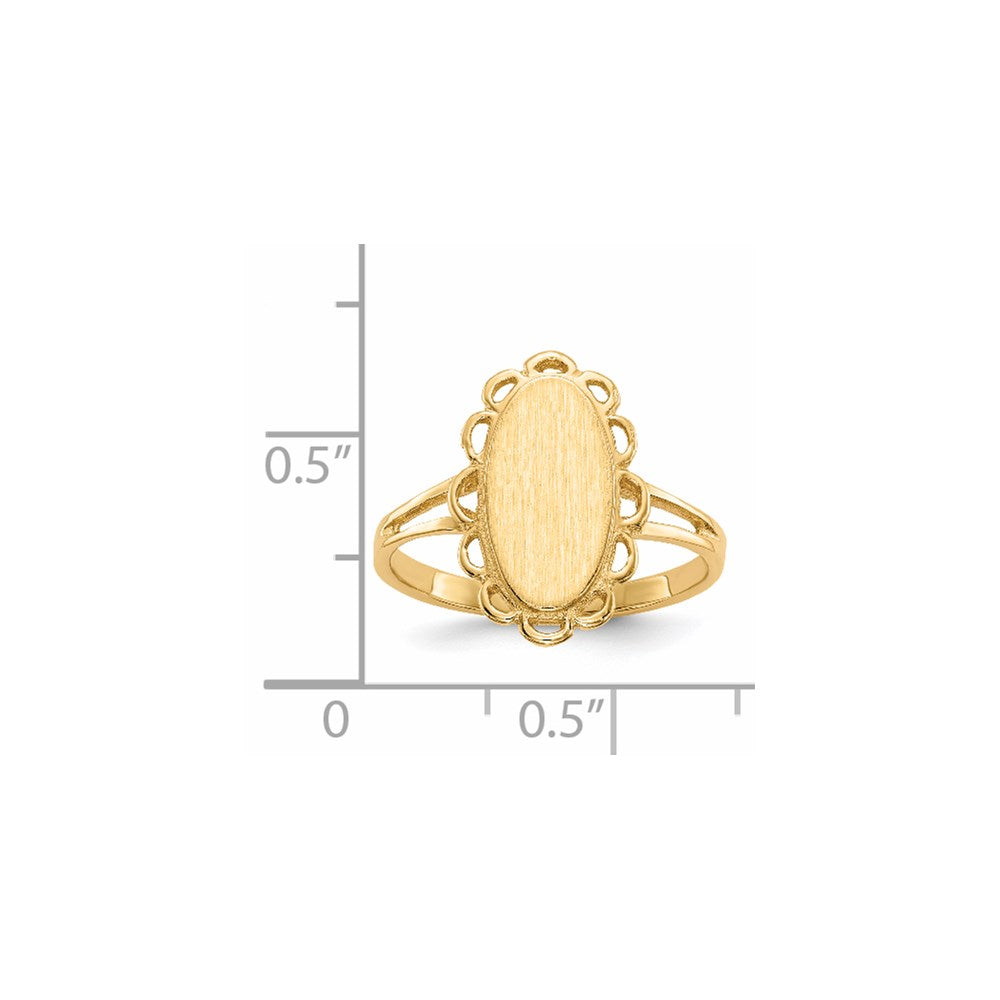 Gold Polished Bordered Open Back Signet Ring