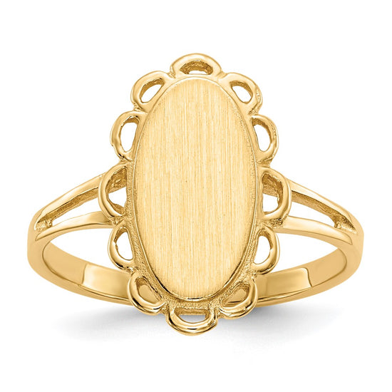 Gold Polished Bordered Open Back Signet Ring