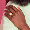 Gold Polished Bordered Open Back Signet Ring