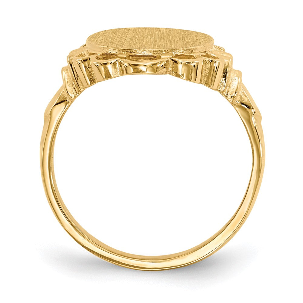 Gold Polished Bordered Open Back Signet Ring