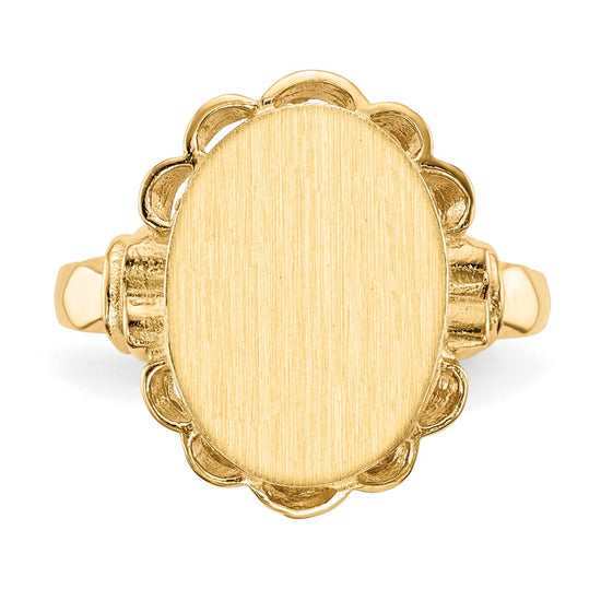 Gold Polished Bordered Open Back Signet Ring