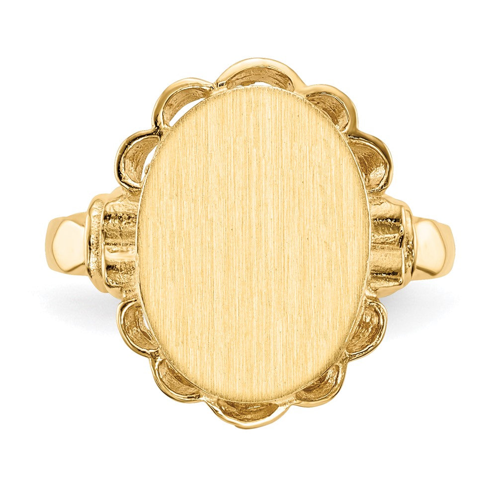 Gold Polished Bordered Open Back Signet Ring
