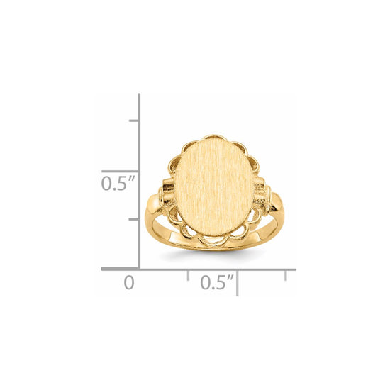 Gold Polished Bordered Open Back Signet Ring