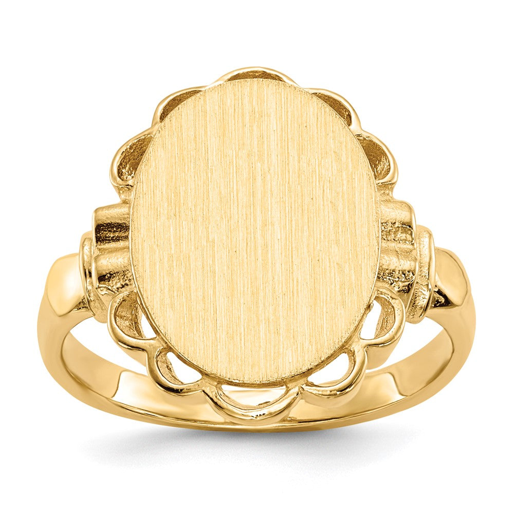 Gold Polished Bordered Open Back Signet Ring
