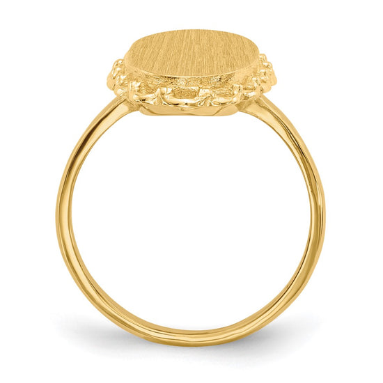 Gold Polished Bordered Open Back Signet Ring