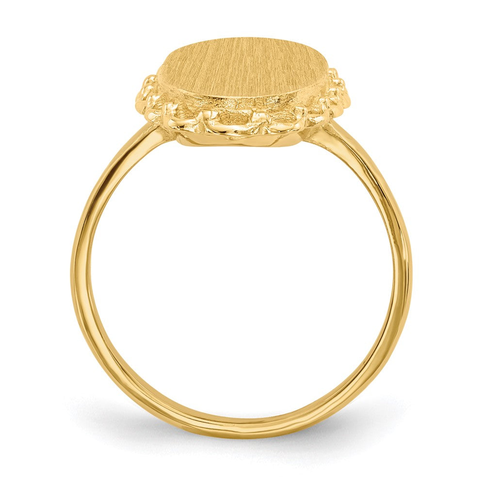 Gold Polished Bordered Open Back Signet Ring