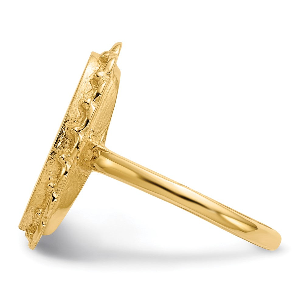 Gold Polished Bordered Open Back Signet Ring