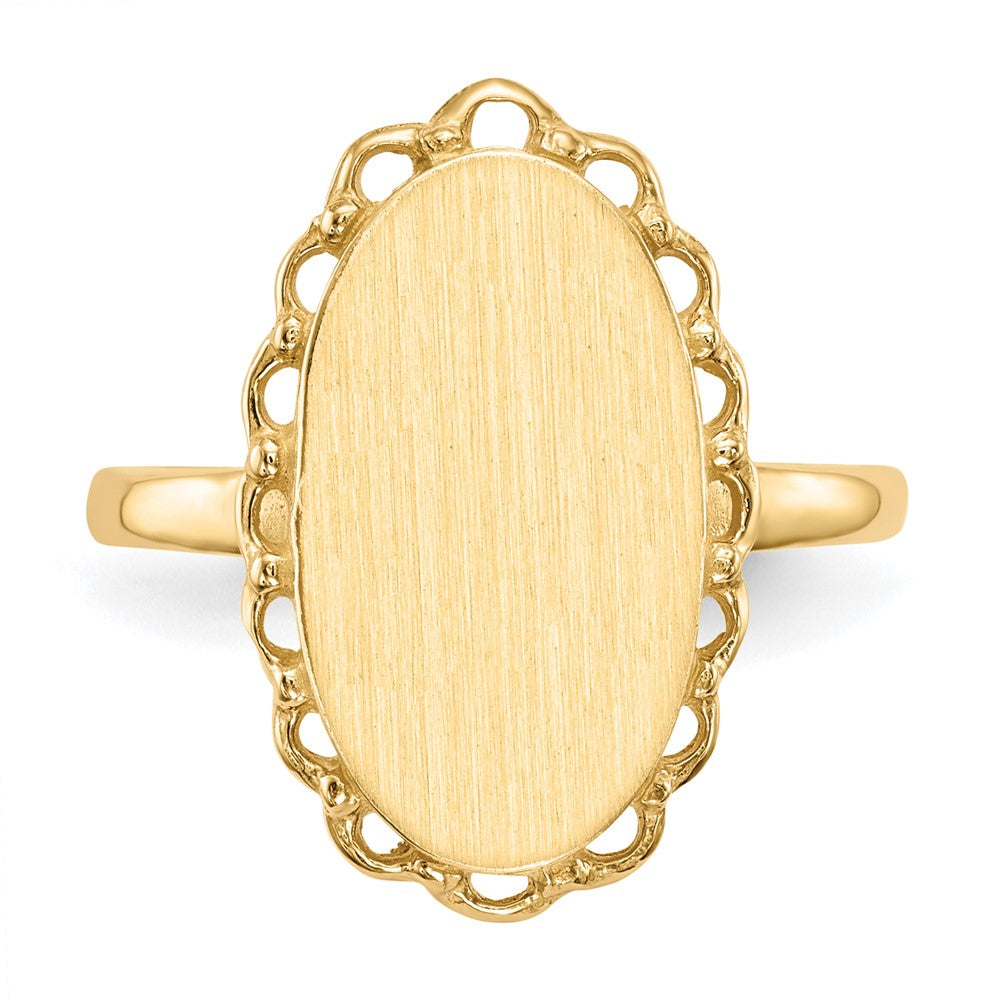 Gold Polished Bordered Open Back Signet Ring