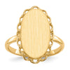 Gold Polished Bordered Open Back Signet Ring
