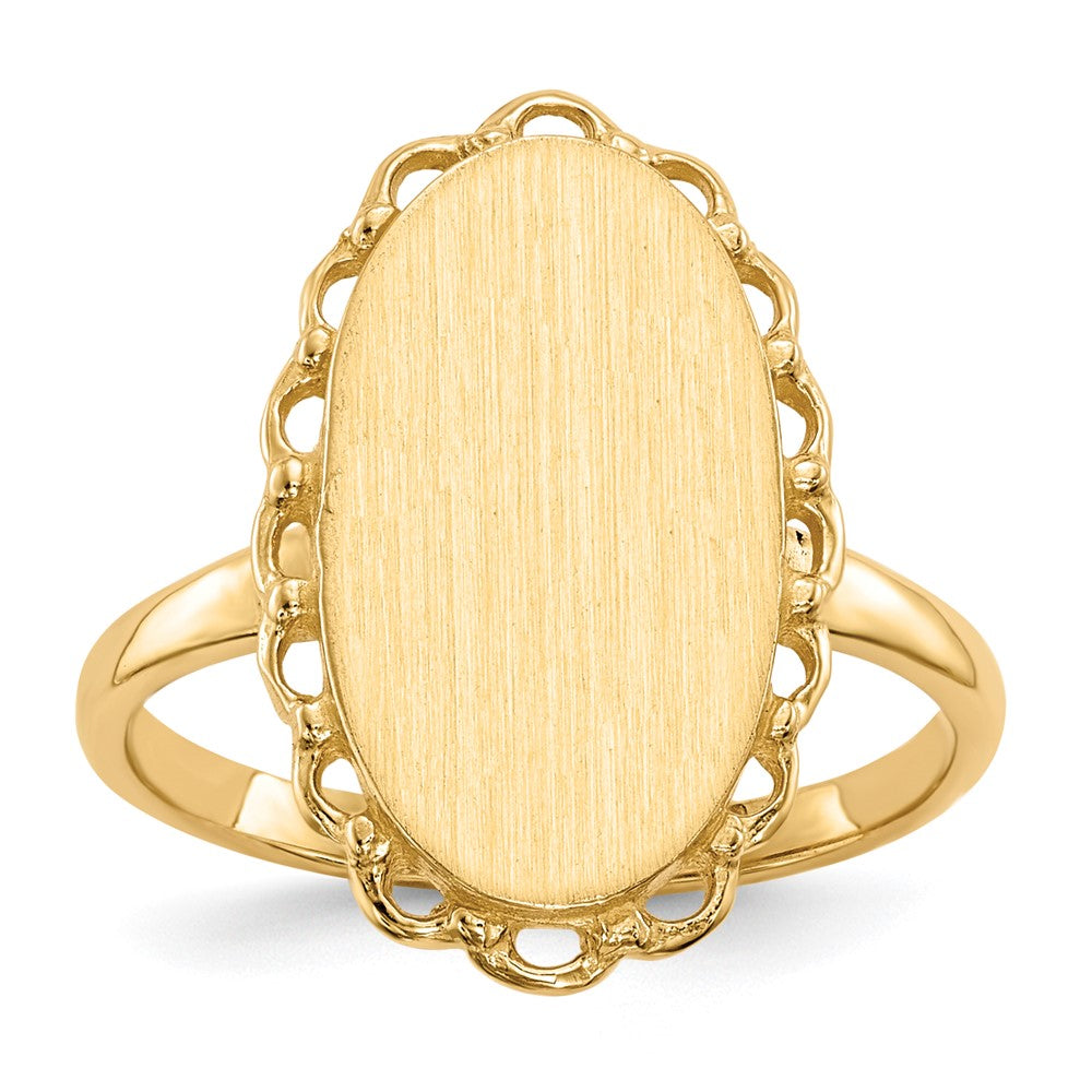Gold Polished Bordered Open Back Signet Ring
