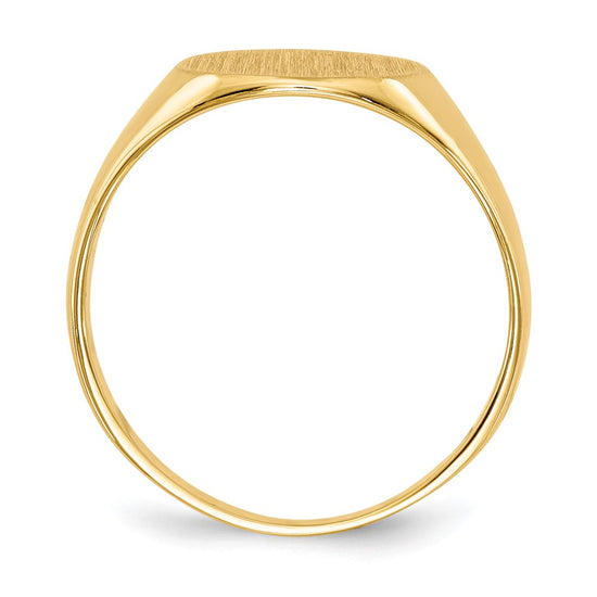 Gold Polished Circle Closed Back Signet Ring — 9.5x10 mm
