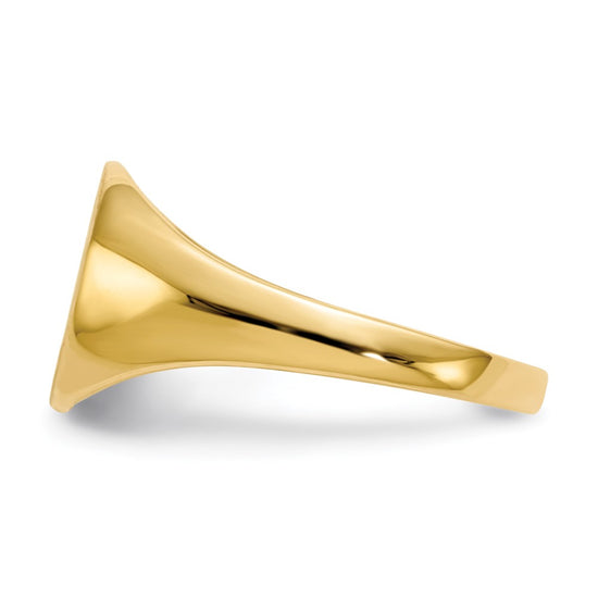 Gold Polished Circle Closed Back Signet Ring — 9.5x10 mm