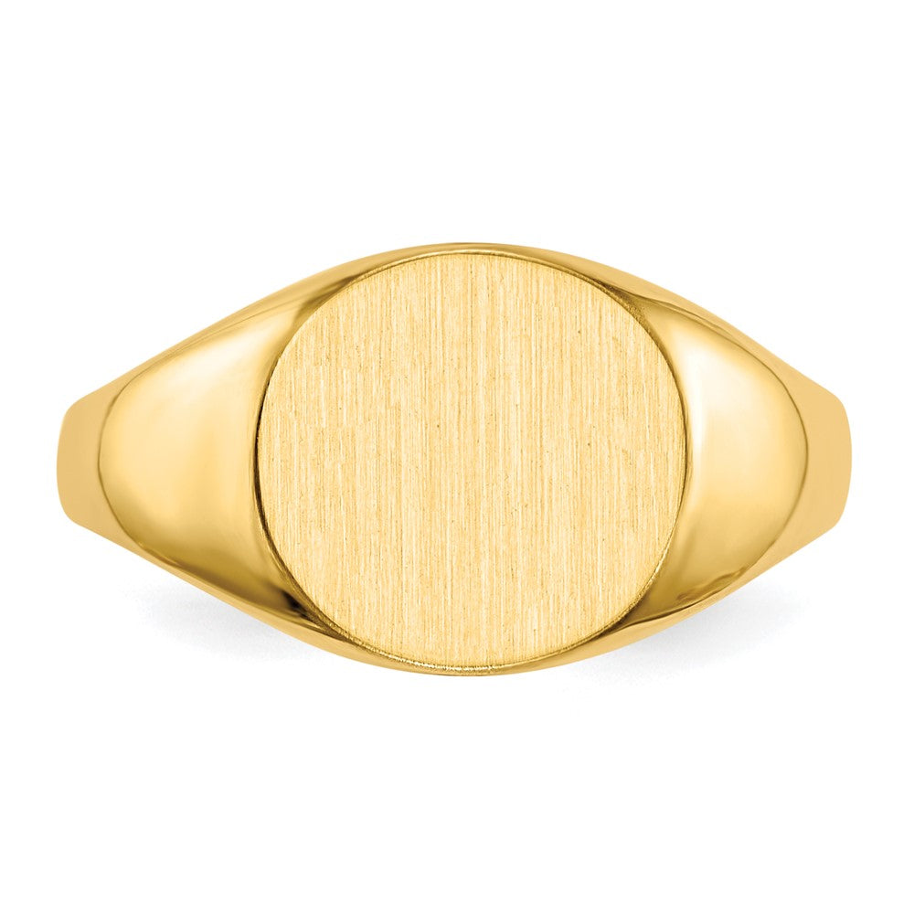 Gold Polished Circle Closed Back Signet Ring — 9.5x10 mm