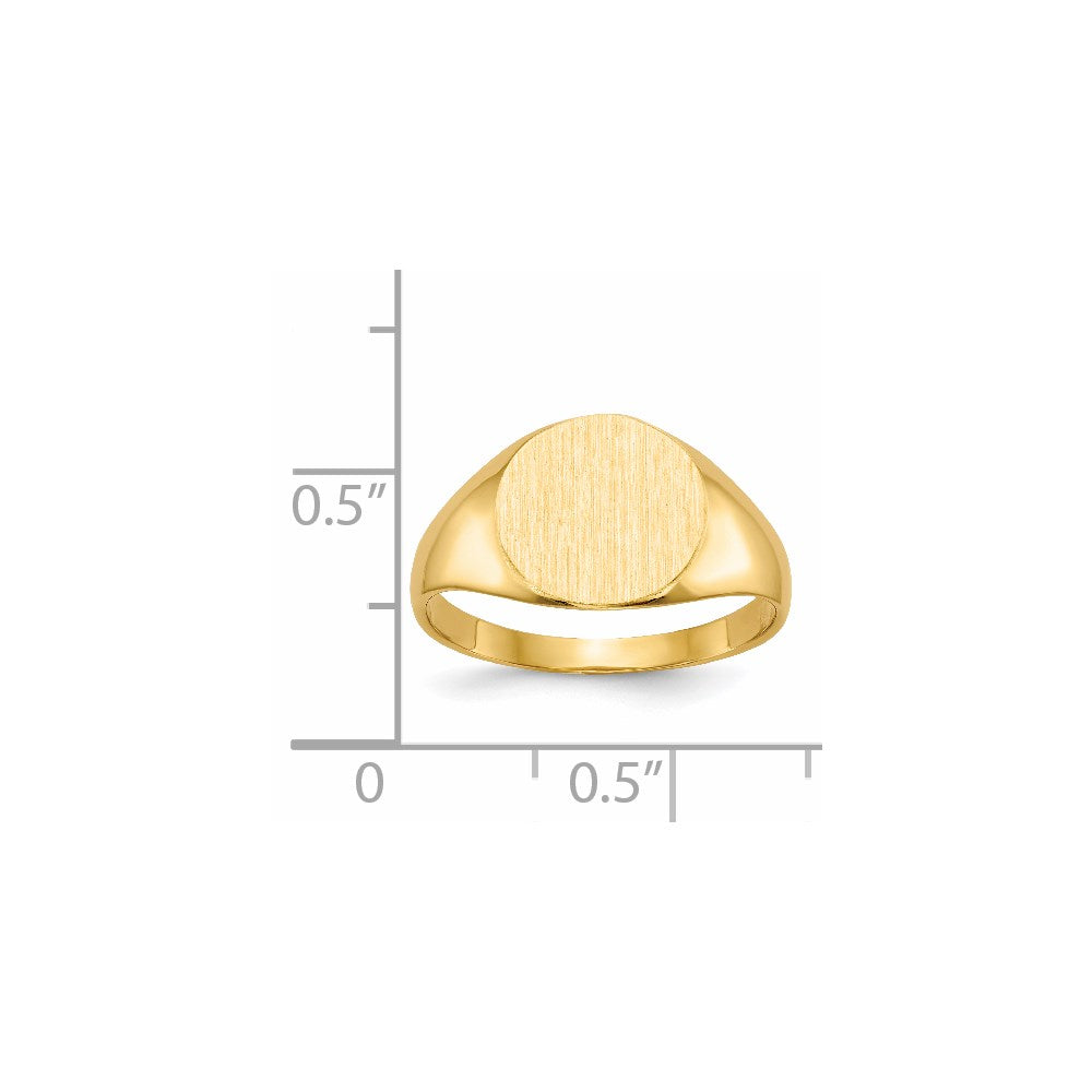 Gold Polished Circle Closed Back Signet Ring — 9.5x10 mm