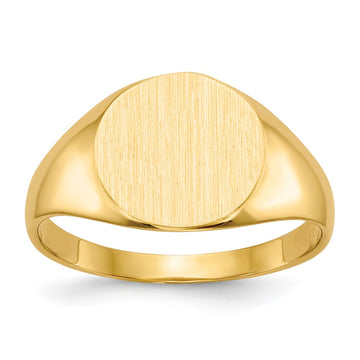Gold Polished Circle Closed Back Signet Ring — 9.5x10 mm